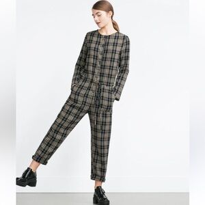 Zara Trafaluc Plaid Jumpsuit